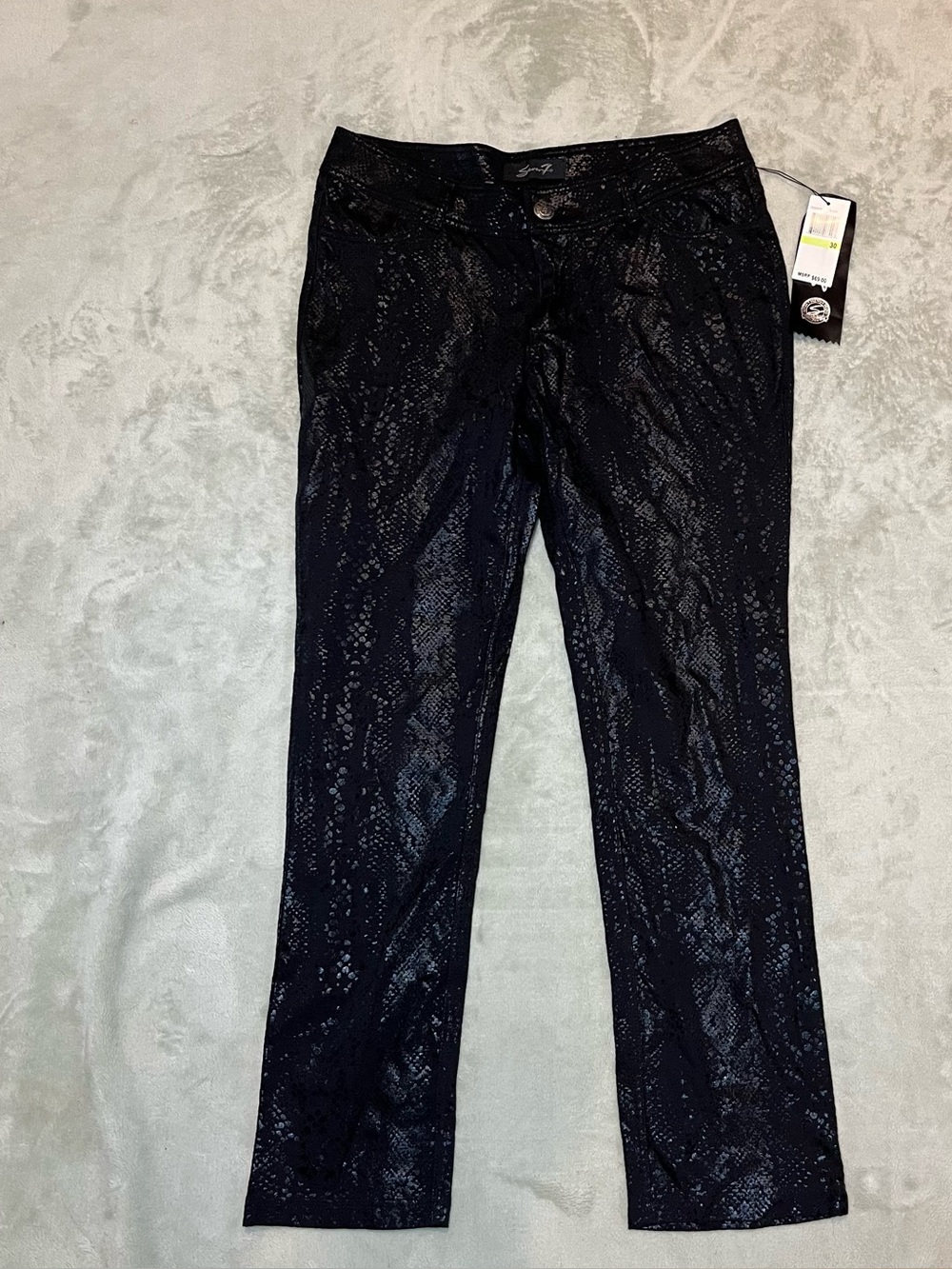 Seven 7 Snake Print Stretch Pants Womens Size 30 Black Skinny NWT